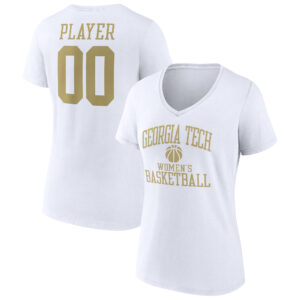 Women's White Georgia Tech Yellow Jackets Women's Basketball Pick-A-Player NIL Gameday Tradition V-Neck T-Shirt