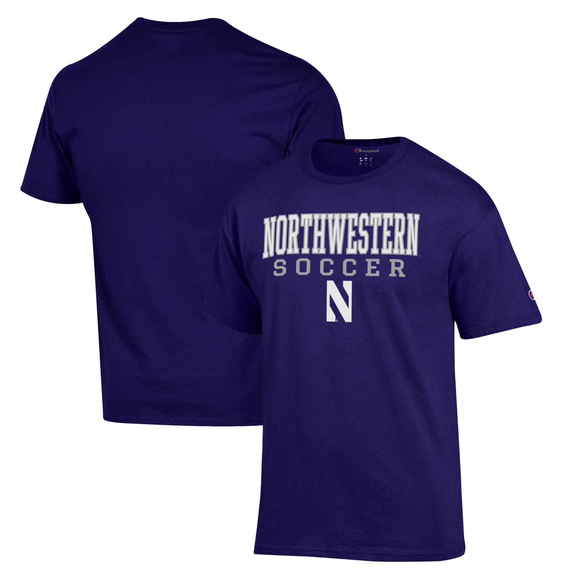Men's Champion Purple Northwestern Wildcats Soccer Stack Logo T-Shirt - Image 2