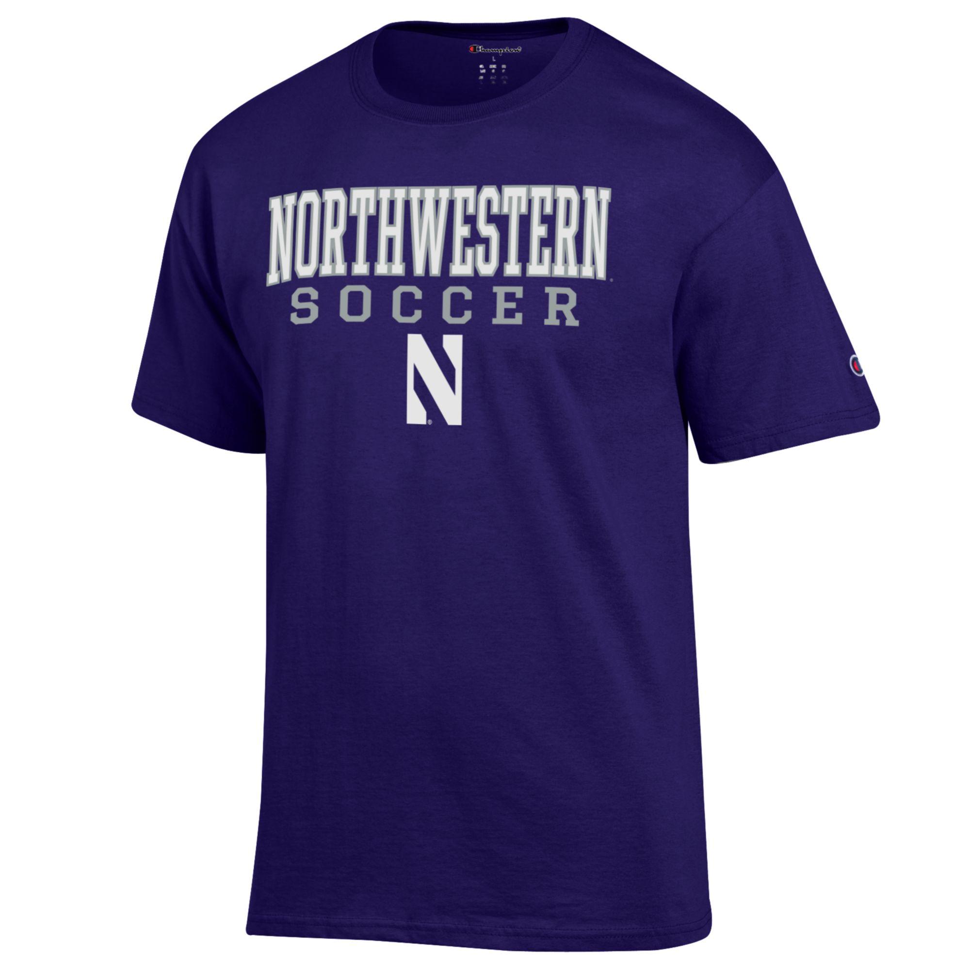 Men's Champion Purple Northwestern Wildcats Soccer Stack Logo T-Shirt - Image 6