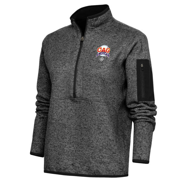 Women's Antigua Heather Black Chicago American Giants Fortune Half-Zip Pullover Jacket
