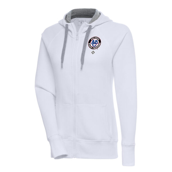 Women's Antigua White Atlanta Black Crackers Victory Full-Zip Hoodie