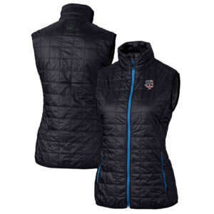 Women's Cutter & Buck Navy Minnesota Twins Americana Logo Rainier PrimaLoft Womens Eco Insulated Full-Zip Puffer Vest