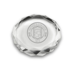 Nichols College Bison 3'' Team Optic Crystal Faceted Paperweight