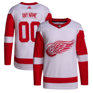 Men's adidas  White Detroit Red Wings Away  Primegreen Authentic Custom Jersey