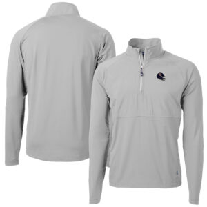 Men's Cutter & Buck  Silver Chicago Bears Helmet Adapt Eco Knit Hybrid Recycled Quarter-Zip Pullover Top