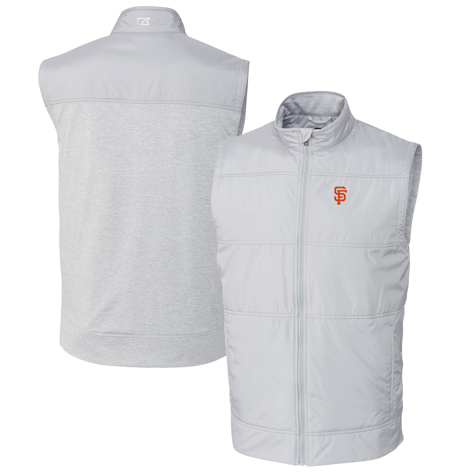 Men's Cutter & Buck Gray San Francisco Giants Big & Tall Stealth Hybrid Quilted Windbreaker Full-Zip Vest - Image 2