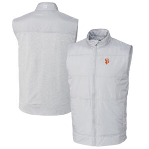 Men's Cutter & Buck  Gray San Francisco Giants Big & Tall Stealth Hybrid Quilted Windbreaker Full-Zip Vest
