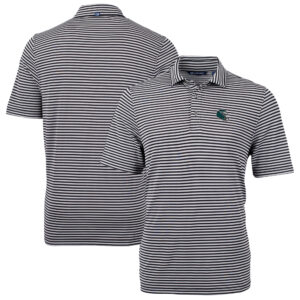 Men's Cutter & Buck  Black Philadelphia Eagles Helmet Virtue Eco Pique Stripe Recycled Polo