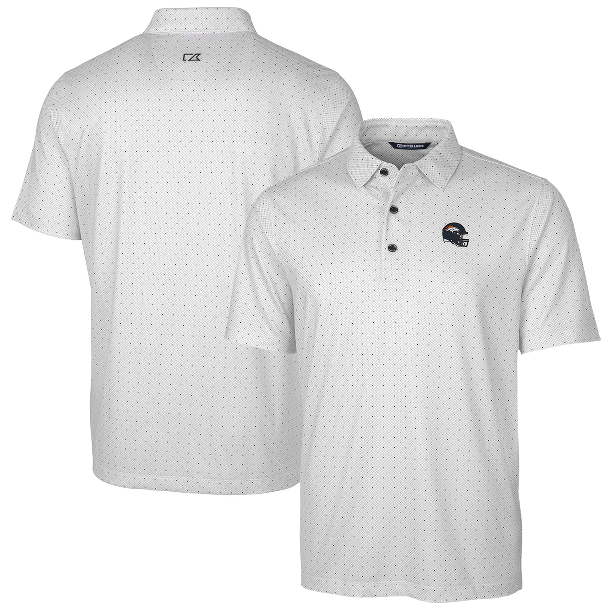 Men's Cutter & Buck Charcoal Denver Broncos Helmet Pike Double Dot Print Stretch Polo - Image 6
