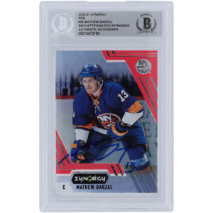Mathew Barzal New York Islanders Autographed 2020-21 Upper Deck Synergy Red #55 Beckett Fanatics Witnessed Authenticated Card
