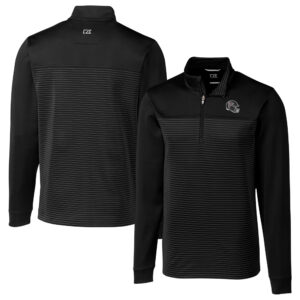 Men's Cutter & Buck  Black Atlanta Falcons Traverse Stripe Stretch Quarter-Zip Pullover Top