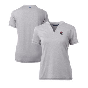 Women's Cutter & Buck  Heather Gray Tampa Bay Buccaneers Helmet Logo DryTec Forge Stretch V-Neck Blade Top