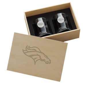 Denver Broncos Two-Piece Rocks Glass Set with Collector's Box