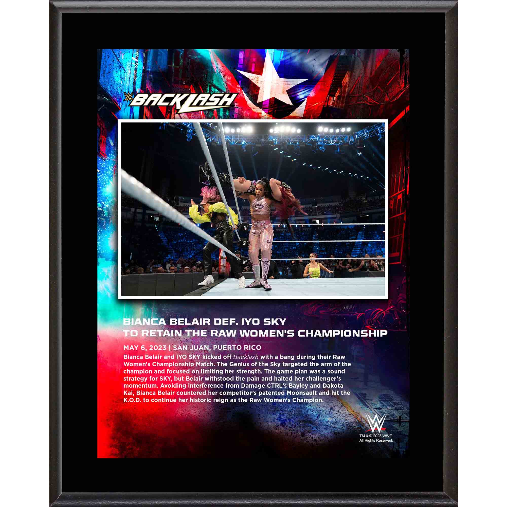 Bianca Belair 10.5" x 13" 2023 Backlash Sublimated Plaque