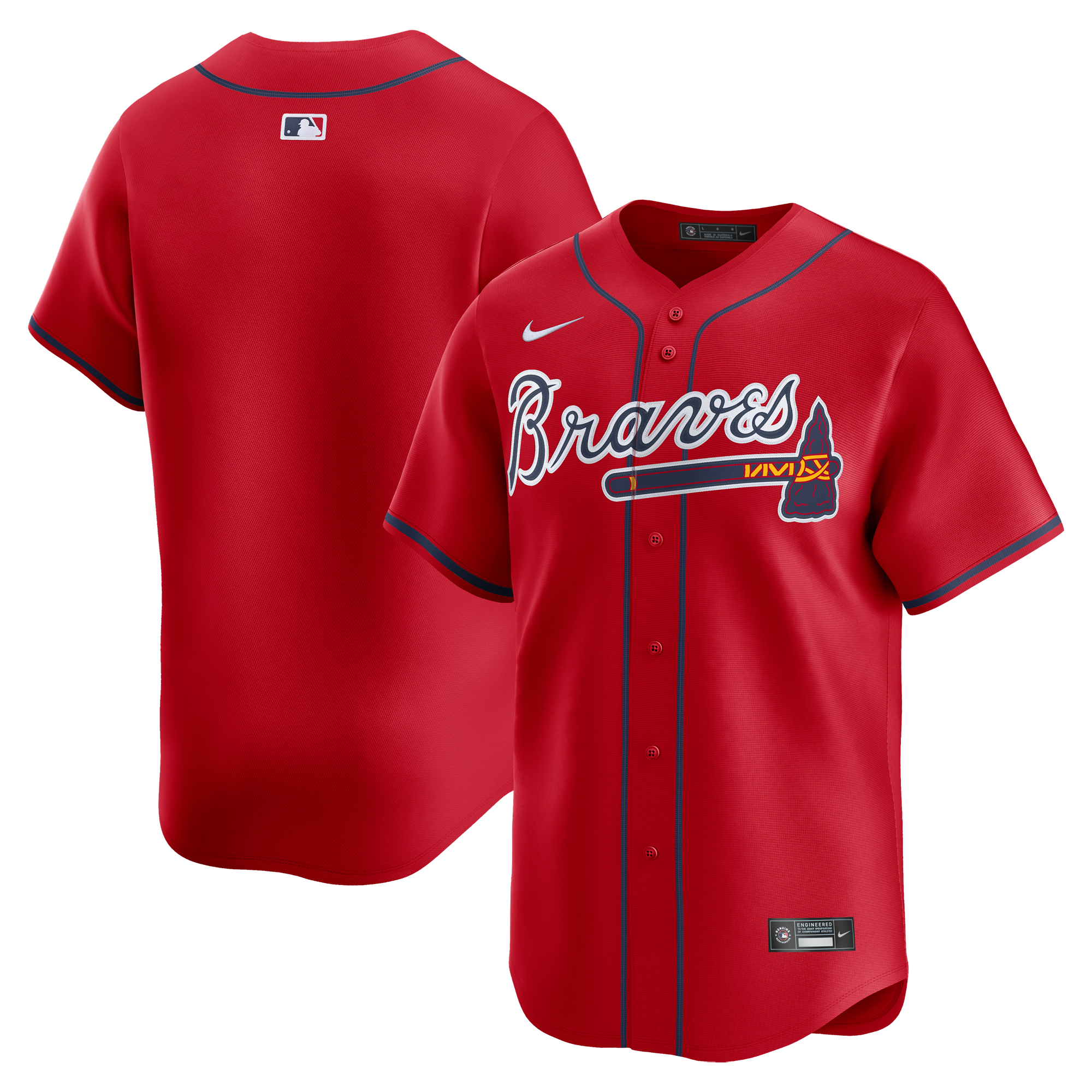 Men's Nike Red Atlanta Braves Alternate Limited Jersey