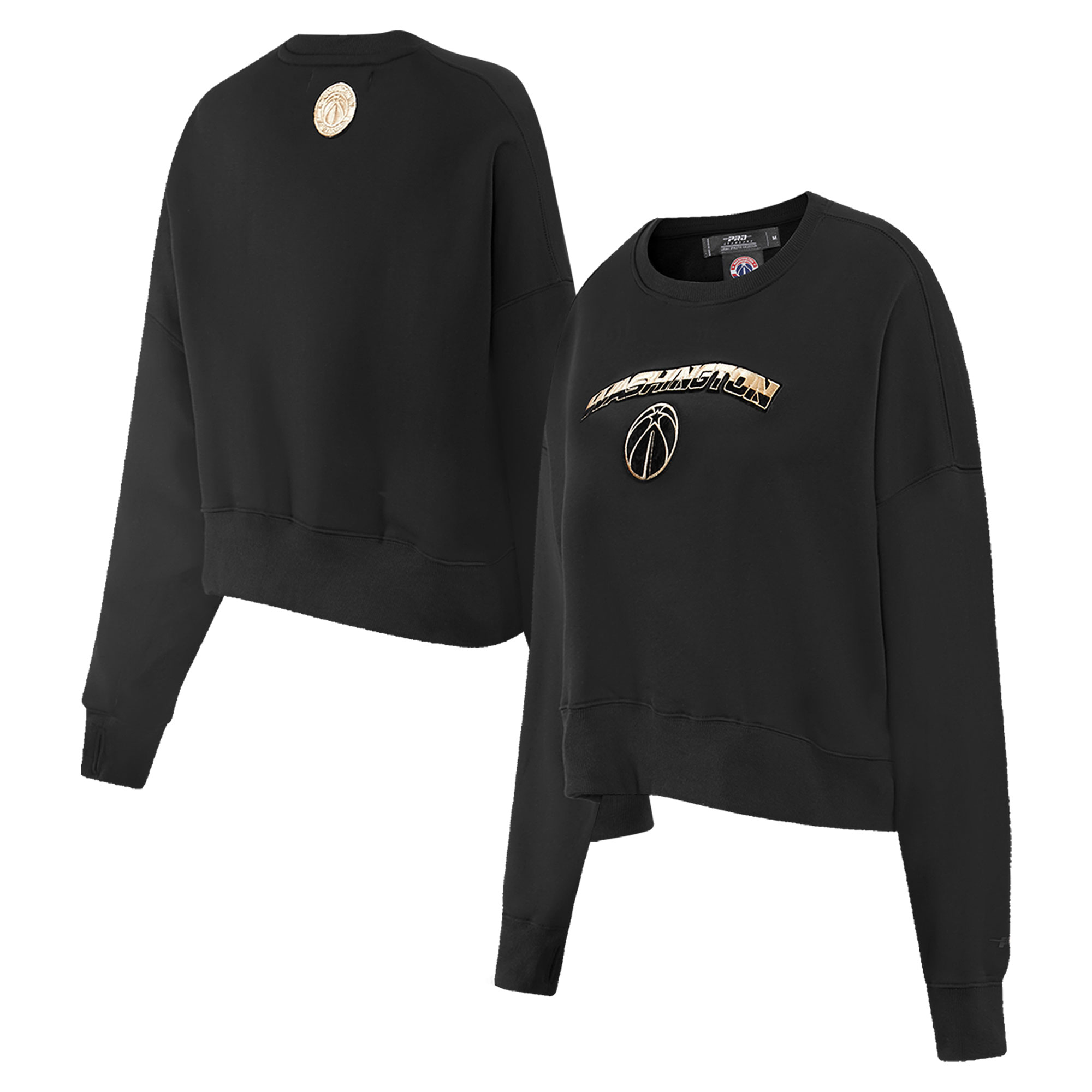 Women's Pro Standard Black Washington Wizards Glam Cropped Pullover Sweatshirt - Image 2