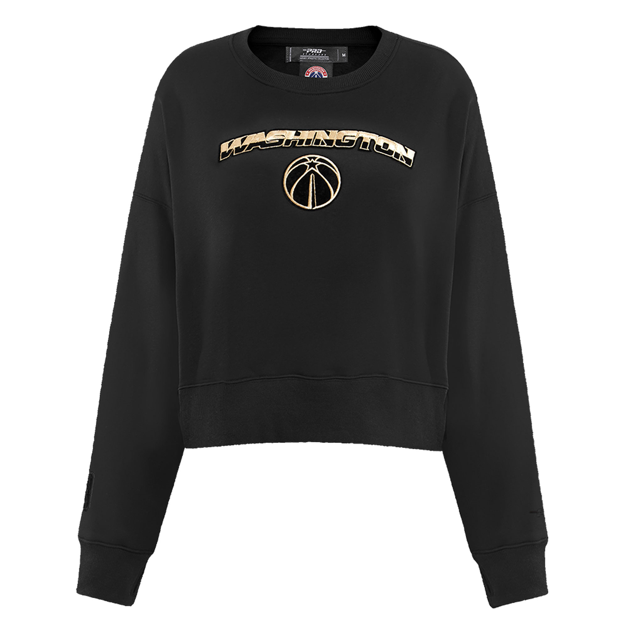 Women's Pro Standard Black Washington Wizards Glam Cropped Pullover Sweatshirt - Image 4