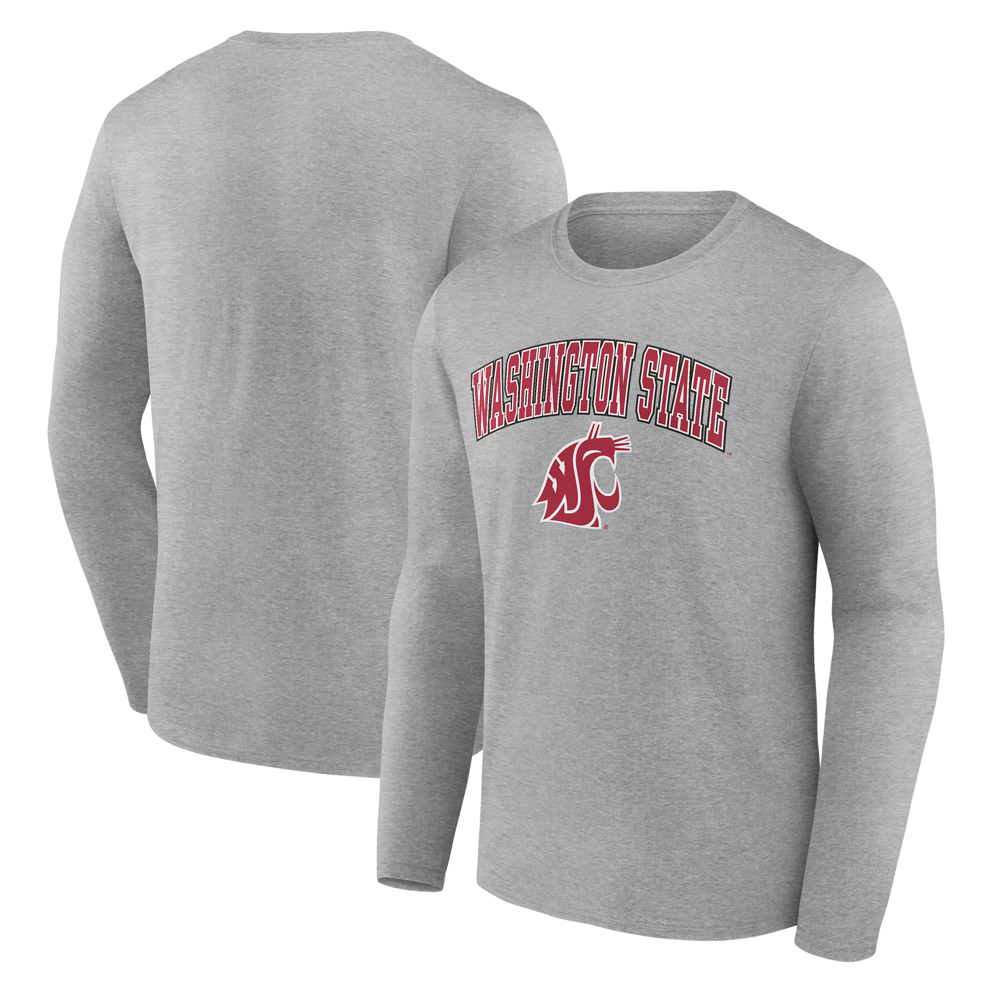 Men's Heather Gray Washington State Cougars Campus Long Sleeve T-Shirt - Image 2
