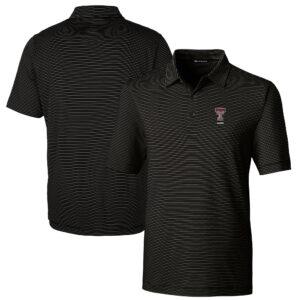 Men's Cutter & Buck  Black Texas Tech Red Raiders Alumni Logo Forge Pencil Stripe Stretch DryTec Polo