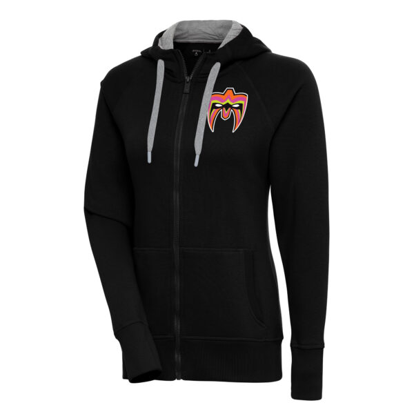 Women's Antigua  Black The Ultimate Warrior Victory Raglan Full-Zip Hoodie