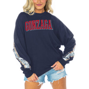 Women's Gameday Couture  Navy Gonzaga Bulldogs Guess Who's Back Long Sleeve T-Shirt