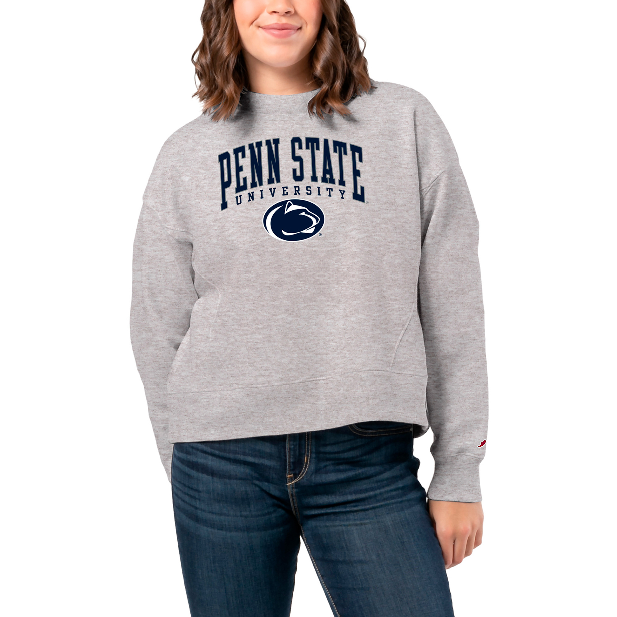 Women's League Collegiate Wear Ash Penn State Nittany Lions 1636 Boxy Pullover Sweatshirt