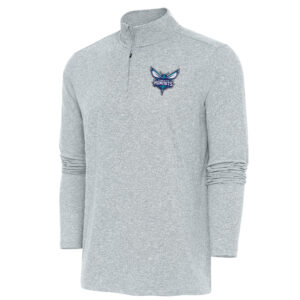 Men's Antigua  Heather Gray Charlotte Hornets Hunk Quarter-Zip Pullover Top