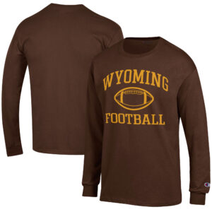 Men's Champion  Brown Wyoming Cowboys Football Jersey Long Sleeve T-Shirt