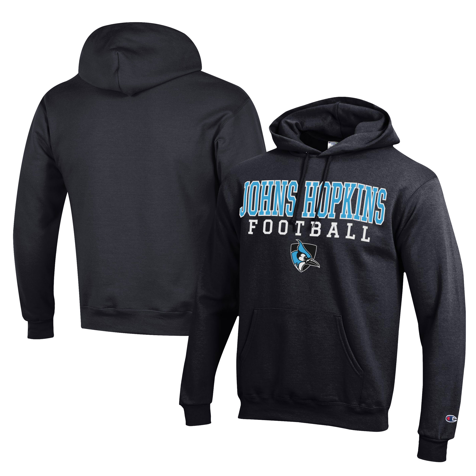Men's Champion Black Johns Hopkins Blue Jays Football Eco Powerblend Pullover Hoodie