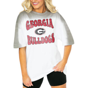 Women's Gameday Couture  White/Gray Georgia Bulldogs Campus Glory Colorwave Oversized T-Shirt