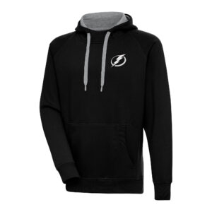 Men's Antigua  Black Tampa Bay Lightning Metallic Logo Victory Pullover Hoodie
