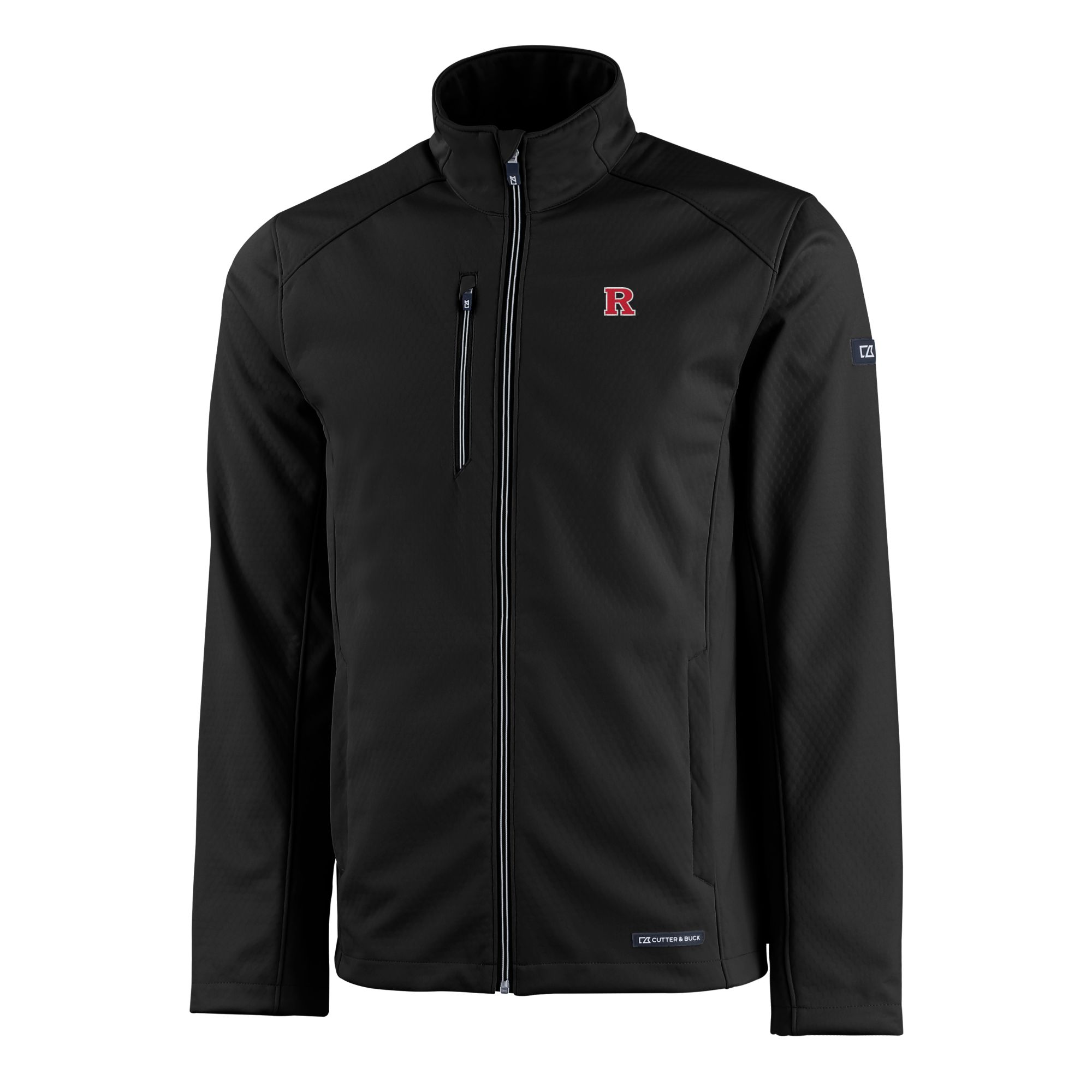 Men's Cutter & Buck Black Rutgers Scarlet Knights Evoke Eco Softshell Recycled Full-Zip Jacket - Image 6