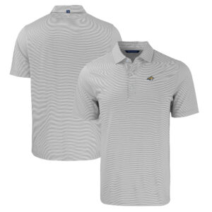 Men's Cutter & Buck  Gray/White Montana State Bobcats Forge Eco Double Stripe Stretch Recycled Polo
