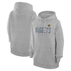 Women's G-III 4Her by Carl Banks  Heather Gray Denver Nuggets Dot Print Pullover Hoodie