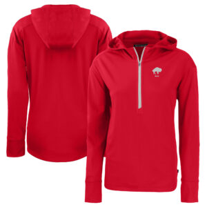 Women's Cutter & Buck  Red Buffalo Bills Throwback Daybreak Eco Recycled Half-Zip Hoodie