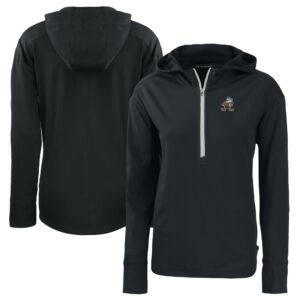 Women's Cutter & Buck  Black Cleveland Browns Throwback Daybreak Eco Recycled Half-Zip Hoodie