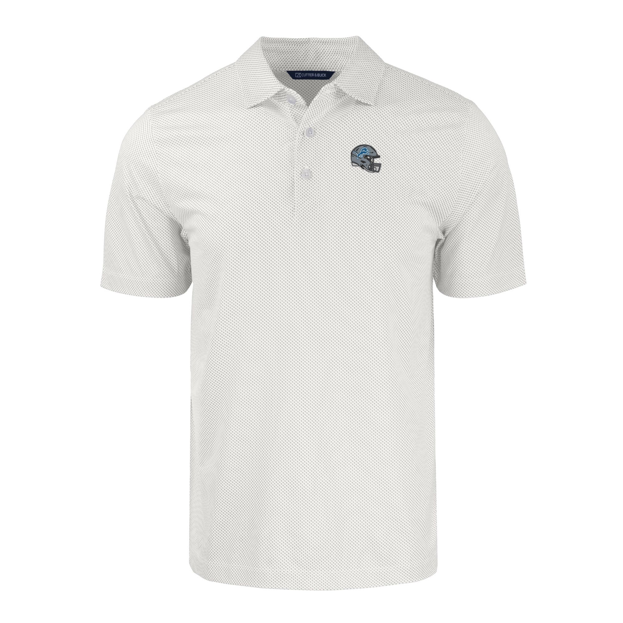 Men's Cutter & Buck White Detroit Lions Helmet Big & Tall Pike Eco Symmetry Print Stretch Recycled Polo - Image 6