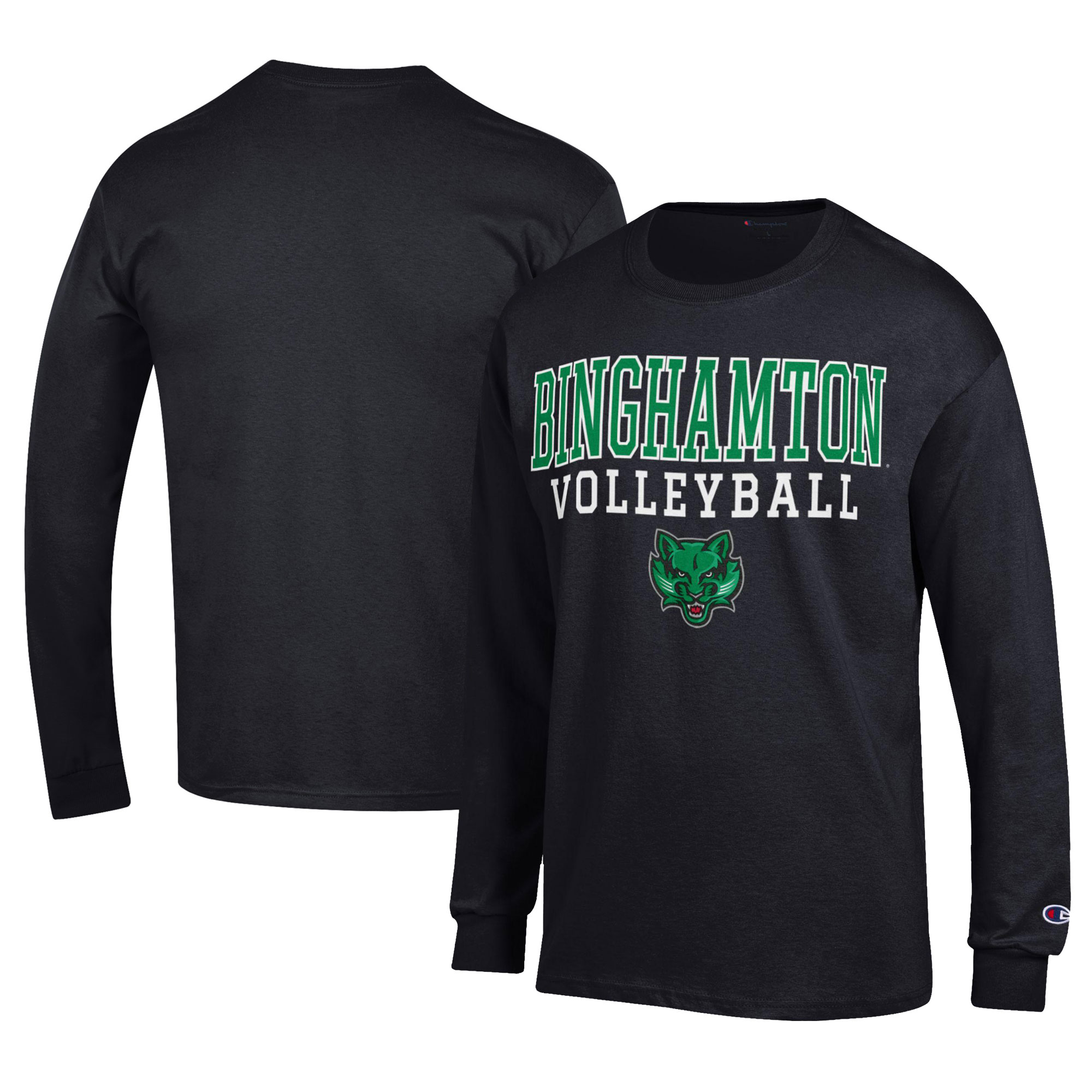 Men's Champion Black Binghamton Bearcats Stacked Logo Volleyball Jersey Long Sleeve T-Shirt