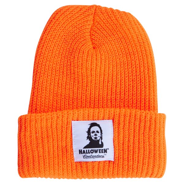 Unisex Contenders Clothing Orange Halloween Myers Face Cuffed Knit Hat - Image 5