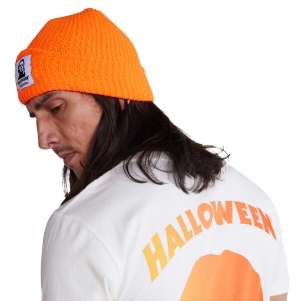 Unisex Contenders Clothing Orange Halloween Myers Face Cuffed Knit Hat - Image 7