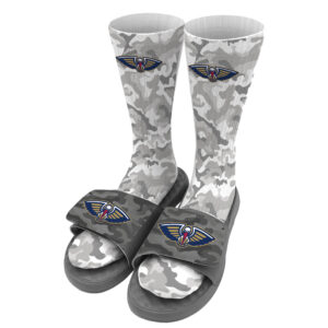 Youth ISlide Gray New Orleans Pelicans Camo Sock & Slide Bundle