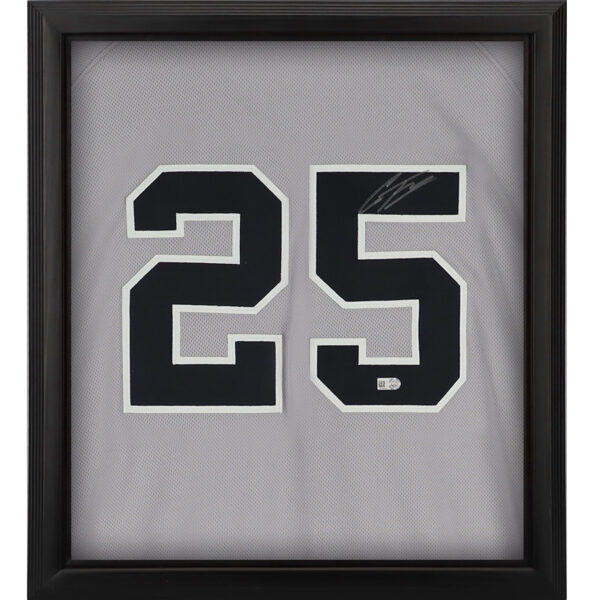 Gleyber Torres New York Yankees Autographed Framed Grey Majestic Authentic Jersey Shadowbox