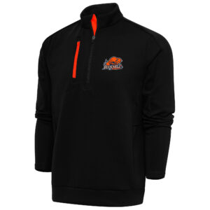 Men's Antigua  Black/Orange Bucknell Bison Generation Quarter-Zip Pullover Top
