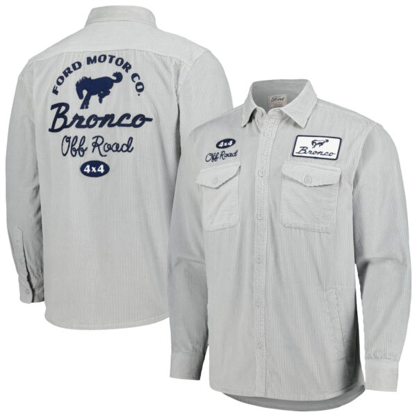 Men's American Needle Gray Bronco Reynolds Corduroy Button-Up Long Sleeve Shirt - Image 5