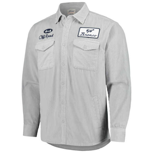 Men's American Needle Gray Bronco Reynolds Corduroy Button-Up Long Sleeve Shirt - Image 6
