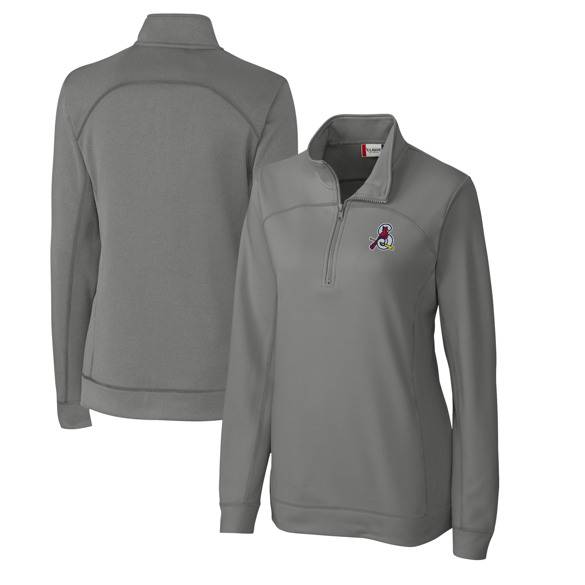 Women's Cutter & Buck Gray Springfield Cardinals Clique Helsa Performance Half-Zip Sweatshirt