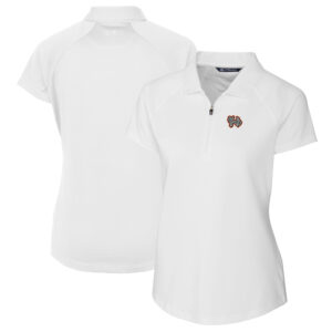 Women's Cutter & Buck  White Norfolk Tides Forge DryTec Raglan Stretch Polo