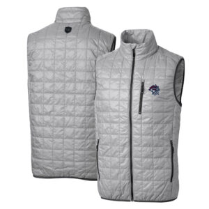 Men's Cutter & Buck Gray Binghamton Rumble Ponies Rainier PrimaLoft Eco Insulated Full-Zip Puffer Vest