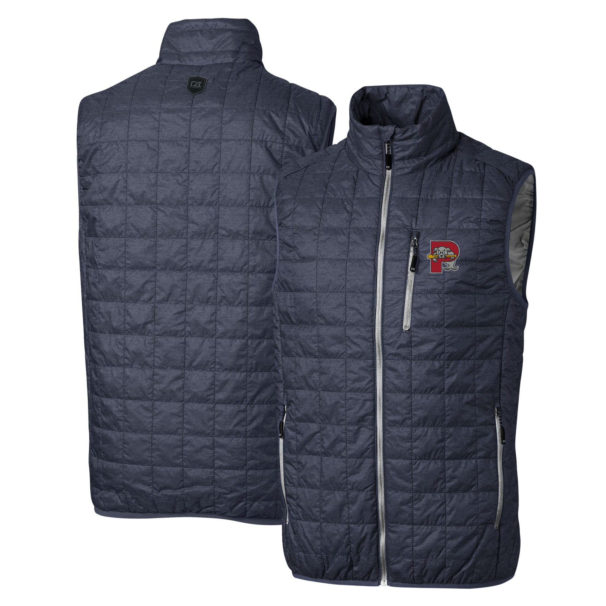 Men's Cutter & Buck Heather Navy Portland Sea Dogs Rainier PrimaLoft Eco Insulated Full-Zip Puffer Vest - Image 2