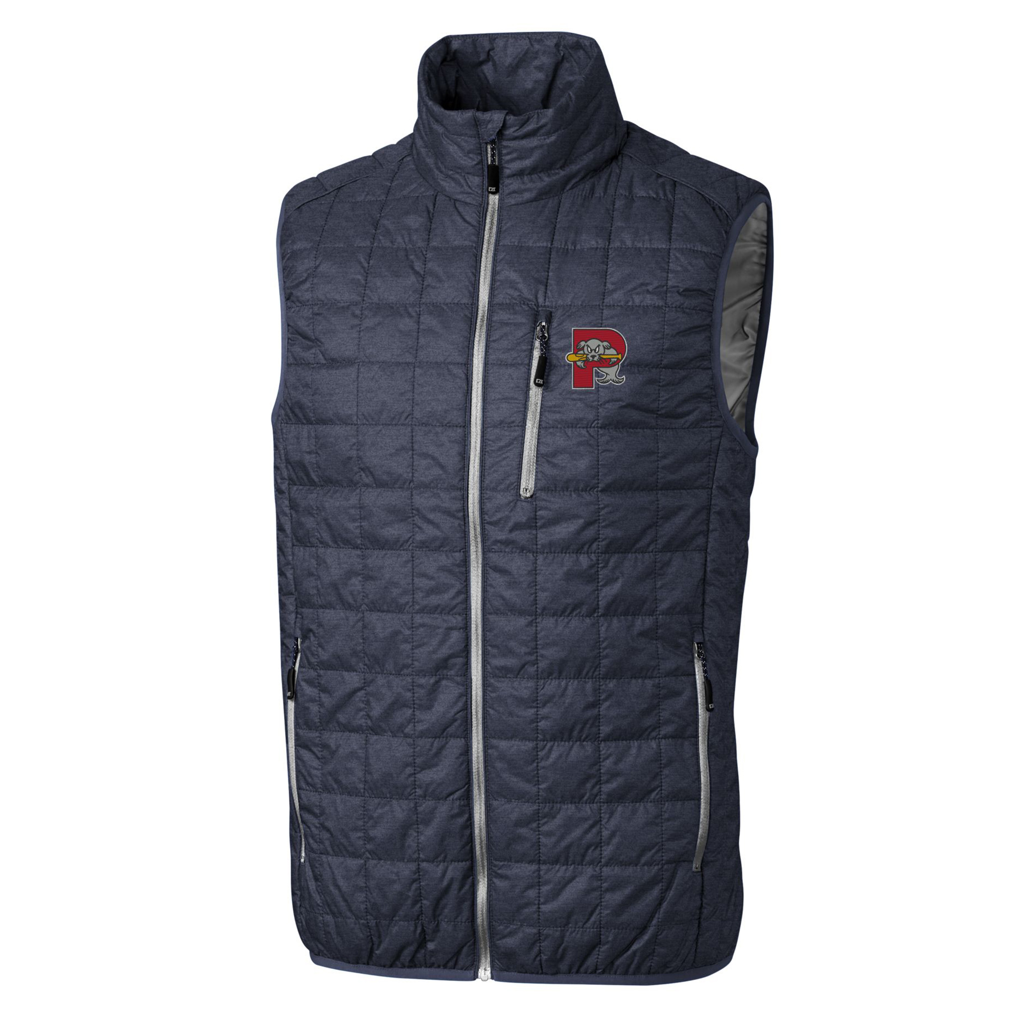 Men's Cutter & Buck Heather Navy Portland Sea Dogs Rainier PrimaLoft Eco Insulated Full-Zip Puffer Vest - Image 6